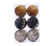 Milageto Lot de 6 Boules de Noël décoratives pour Sapin de Noël, pour fêtes en intérieur, Noir et Or