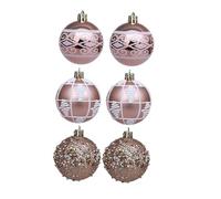 Milageto Lot de 6 pendentifs Boules de Noël, décorations légères à Suspendre pour Sapin, décoration intérieure, Restaurant, Anniversaire, Or Rose