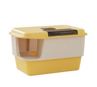 Milageto Maison de Toilette pour Chat Litière Fermée Bac à Litière Enceinte pour Déjections Grande Capacité et Espace Confortable en Polypropylène Grilles de, Jaune Locke