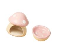Milageto Maison en céramique pour Hamster avec gamelle, nid, pour Petits Animaux, Grotte en Forme de Champignon pour hérisson, Rat, Rose