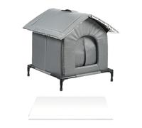 Milageto Maison pour Chat d'Extérieur, Niche d'Extérieur Surélevée, Nichoire Isolée et Imperméable pour Hiver avec Coussin Chaud, Abri pour Chats Errants, Idéal pour Garage, Jardin, L