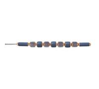 Milageto Massage Roller Rouleau de Fascia Bâton de Massage Profond Outil Musculaire Auto-massage Soulagement Axe en Acier Inoxydable avec Bois et Silicone, 7 Rouleaux De Massage Bleu Et Gris