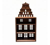 Milageto Mini Étagère de Présentation Présentoir pour Figurines Décor Miniature Maison de Poupée Accessoire d'Exposition en Plastique PLA à Trois Compartiments, Marron