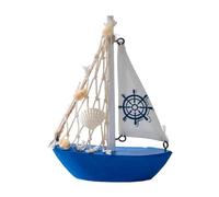 Milageto Mini voilier en bois léger, modèle de décoration, 10,4 x 3 x 14 cm, pour table, Bleu Foncé