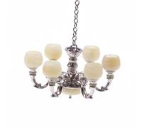 Milageto Miniature Pendant Light Lustre Miniature Lampe Suspendue pour Maison de Poupée Éclairage de Décor à Chaîne en Alliage pour Scènes Réalistes Convient, Argenté