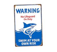 Milageto Natation à Vos Propres Risques Panneau de Plaque drôle de Piscine décor en métal de Peinture en Panneau de Piscine pour Jardins, Style D
