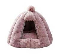 Milageto Niche Semi-fermée pour Animal de Compagnie, Niche Auto-chauffante, Lavable et Douce pour l'hiver, Rose, M
