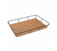 Milageto Panier à Rectangulaire Panier Plateau Corbeille Service Texture Rotin en PP PE Cadre en Métal Noir Ouverture Supérieure pour Accès Direct Convient aux Repas Buffets Comptoir de Cuisine