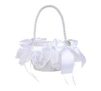 Milageto Panier de demoiselle d'honneur orné d'un nœud papillon en, panier de rangement idéal pour un pique-nique, une fête d'année, Blanc