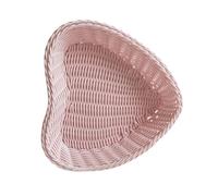Milageto Panier de Rangement en Forme de cœur, Panier tissé à la Main, Plat à Bonbons, bac de Rangement Polyvalent, Panier à Fruits en rotin Artificiel pour, Rose