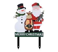 Milageto Panneau de Jardin de Noël Décoration de Noël Ornement Renne Père Bonhomme de Neige Panneau Piquet de Jardin pour Porche, allée, Cour pelouse