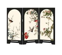 Milageto Paravent Table en Bois Style Chinois Semi-Artinal Paravent en Bois Artistique Ornement Table Œuvre Fleurs Oiseaux pr n Thé, lon, Oiseau Paix