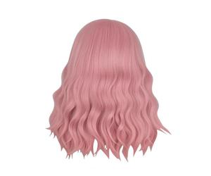 Milageto Perruque Onduléee Frange |, Perruque Carrée ondulée, pr Quotidien, Fête, Cosplay, Femmes, Rose