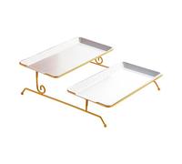 Milageto Plateau à fruits en acier inoxydable à deux niveaux, organisateur de rangement multifonctionnel, plateau à bonbons pour les fêtes d'hôtels et de, Argent