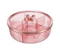 Milageto Plateau de service compartimenté, plateau à apéritifs rotatif transparent multifonction, à fruits secs pour biscuits et, Rouge