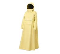Milageto Poncho imperméable long en tissu Oxford, réutilisable, avec capuche, idéal pour le camping et la randonnée en extérieur (adultes), Yellow L