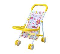 Milageto Poussette Jouet pour Poupées, Poussette Pliable en PP et Métal pour Enfants, Jouet de Simulation pour Maison, Fêtes, Anniversaires, Vacances à la Maternelle, Jaune