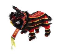 Milageto Puppet à main avec des cordes et Rod Chinois Nouvel An Decoration Portable Chinois Marionette Lion Toy pour adultes Nouvel An chinois, Rouge Noir
