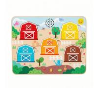 Milageto Puzzle à Encastrement Ferme Sonore Puzzle à Picots en Bois Thème Ferme Ergonomique Jeu D'éveil à Encastrement Illustratio