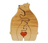 Milageto Puzzle en bois pour la famille des ours, sculpture en bois, décoration de table pour cadeau de maison chaleureuse, 4 ours