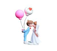 Milageto Résine Beau Couple Décoration de Voiture Modèle Jouet Mignon Dessin Animé Couples Action Figure pour Voiture Garçons Filles Cadeaux d'anniversaire, Bleu Rose