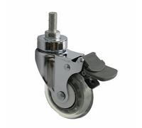 Milageto Roulette Médicale Roulette Pivotante Roulette Freinée Roulette Filetée avec Roue Marquante et Roulements Double pour Mouvement Fluide et Silencieux, 3IN-A, Chrome M12 Pivotant-A