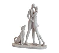 Milageto Sculpture de couple et chien, figurines familiales, collection de décoration moderne, statue de chien pour table basse, étagère ou bibliothèque, By281171