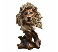 Milageto Sculpture en Résine Tête d'animal Statuette Décorative Figurine Ornementale Design Branche en Bois Sculptée Aura Rétro et Point Focal Raffiné Adaptée, Marron Et Beige