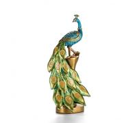 Milageto Sculpture Paon en Résine Statue Figurine Ornement de Salon avec Couleurs Peintes et Travail des Plumes Convient pour Salon Étagères Table Décoration Intérieure, Paon Droit