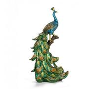 Milageto Sculpture Paon en Résine Statue Figurine Ornement de Salon avec Couleurs Peintes et Travail des Plumes Convient pour Salon Étagères Table Décoration Intérieure, Style to 4