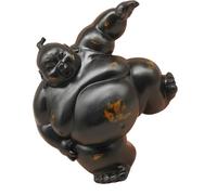 Milageto Sculpture Sumo Décoration de table Cadeau d'anniversaire Mini Thé Ornement pour animal de compagnie Statue en résine pour table Salon Bibliothèque, 25.5 X 16.5 X 26 Cm