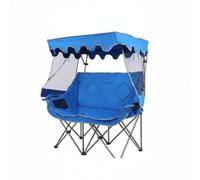 Milageto Siège Pliant Extérieur Chaise Camping Double Banc Canopy Abri Dossier Respirant en Oxford et Châssis Acier pour Confort Adapté à Camping Plage Pêche Parc, Gris