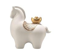 Milageto Statue de cheval, figurine animale, décoration unique pour la maison, sculpture de table Feng Shui, idéale pour une pendaison de crémaillère, salon ou, Tête Inférieure Blanche