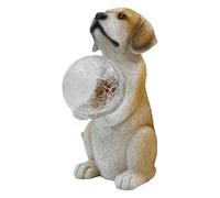 Milageto Statue de jardin solaire en résine pour chien, sculpture rustique, cadeau de pendaison de crémaillère, ornement créatif, figurine de chien pour