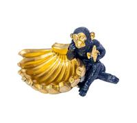 Milageto Statue de singe avec bol de bananes, figurine en résine, objet de décoration moderne et adorable, idéal pour une chambre, un salon ou toute autre