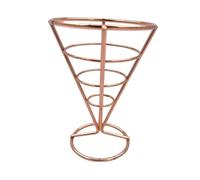 Milageto Support à frites Western Fry Basket en fer en forme de cône réutilisable et portable pour aliments frits, support à frites en cône pour pique-nique, or