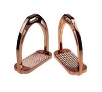 Milageto Support de Pied d'Équitation Pièce Selle Étrier Aluminium Plancher Large Antidérapant Adapté pour Pratique Équestre Entraînement Hommes Femmes Adultes, Or Rose