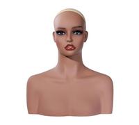 Milageto Tête de mannequin femme, buste de mannequin femme avec maquillage, présentoir de perruque multifonctionnel stable, tête d'entraînement pour