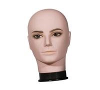 Milageto Tête de mannequin masculine, modèle de tête d'entraînement, tête de poupée de maquillage, avec présentoir de chapeau de tête de mannequin de