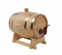 Milageto Tonneau de Vin Fût Baril Distributeur en Bois de Sapin avec Robinet sans Fuite et Finition Rétro pour Service de Spiritueux Boissons Non Alcoolisées Cuisine Bar Réunions, 1,5L