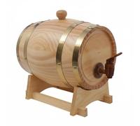 Milageto Tonneau de Vin Fût Baril Distributeur en Bois de Sapin avec Robinet sans Fuite et Finition Rétro pour Service de Spiritueux Boissons Non Alcoolisées Cuisine Bar Réunions, 2L