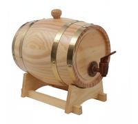 Milageto Tonneau de Vin Fût Baril Distributeur en Bois de Sapin avec Robinet sans Fuite et Finition Rétro pour Service de Spiritueux Boissons Non Alcoolisées Cuisine Bar Réunions, 5L