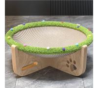 Milageto Trampoline Surélevé pour Ovale en Bois Hamac Respirant Griffoir Centre Rayé Pieds Inclinés Poignées Rainurées Adapté aux, Grand, Trampoline pour Animaux De Compagnie