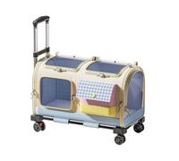 Milageto Transporteur à roulettes pour Chat Cage de Chariot pour Animal Valise pour Animal Panneaux Respirants et Fenêtres de Vision Poignée Réglable 57 à 95