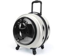 Milageto Transporteur de Chariot pour Animal Valise à roulettes Capsule Rigide Dôme Transparent Matériau Alliage d'Aluminium Ventilation Latérale et Frontale, Argent