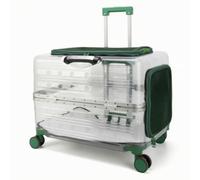 Milageto Transporteur pour Animaux Valise Transparente Cage Chariot Boîte Structure Rigide avec Arrondis Multiples Orifices d'Aération Poignée Télescopique et, Vert