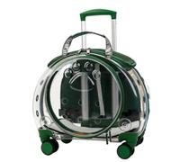 Milageto Transporteur Transparent pour Animaux Valise Sac à à Main Coque Rigide Ventilation Multiples Fenêtre Frontale roulettes et Poignée Télescopique, Vert Transparent