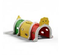 Milageto Tunnel de Jeu Animal Plastique Petit Train Tunnel Modulable Jouet d’intérieur pour Enfants, Tunnel Lion Coloré 3 Sections