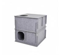 Milageto Tunnel de Jeu pour Chat Maison Cube Abri Griffoir Parcours Structure Empilable Transformable pour Cachettes et Exploration avec Parois Douillettes en, Gris, Deux Niveaux