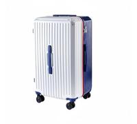 Milageto Valise à roulettes Rigide Bagage Cabine Valise Trolley Valise de PC Trois Couches Protection Contre Rayures et Chocs Roues Fluides Renforcé Casier à, Blanc-Bleu, 22 Pouces